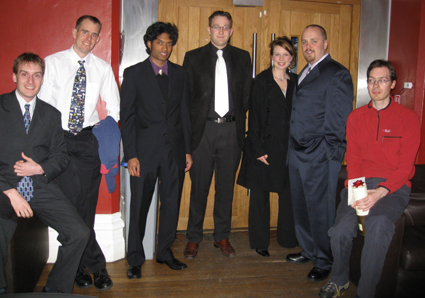 David and other members of the Polymer Fluids Group at a formal hall dinner before he left.