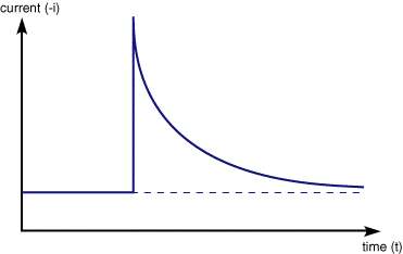 Current response of a potential step experiment