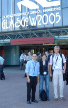 Group members at the entrance to the congress