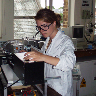 Phillipa working on the mini extruder