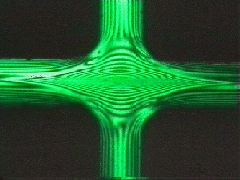 The cross-slot flow birefringence pattern obtained from a sample of polydisiperse polystyrene