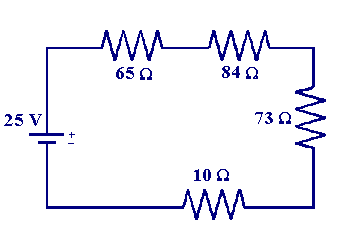 Circuit diagram for resistors in a series