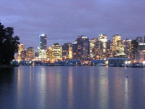 Vancouver skyline at night