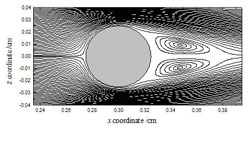 Velocity profile for fast flow around a microwire electrode