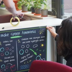 2025 CEB CamFest team securing a how to make green ammonia sign