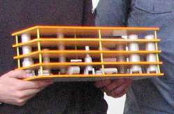 A mockup of the module of the process plant that was to be put on the rig, made by Zach Bond.