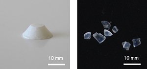 Solid (left) and transparent (right) monolithic MOFs