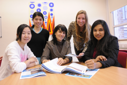Editorial Team led by Elena Gonzalez, PA to HoD also in charge of Alumni Relations (middle): From left to right: PhD students Ning Xiao, Fanny Yuen and Jantine Broek, and Undergraduate CUCES rep Kripa Balachandran