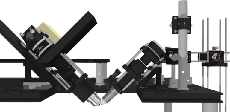 A 3D rendering of a microscope